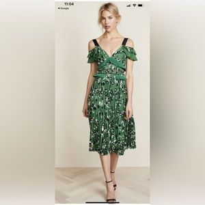 BNWT Self-Portrait Green Floral Midi Dress Size 4